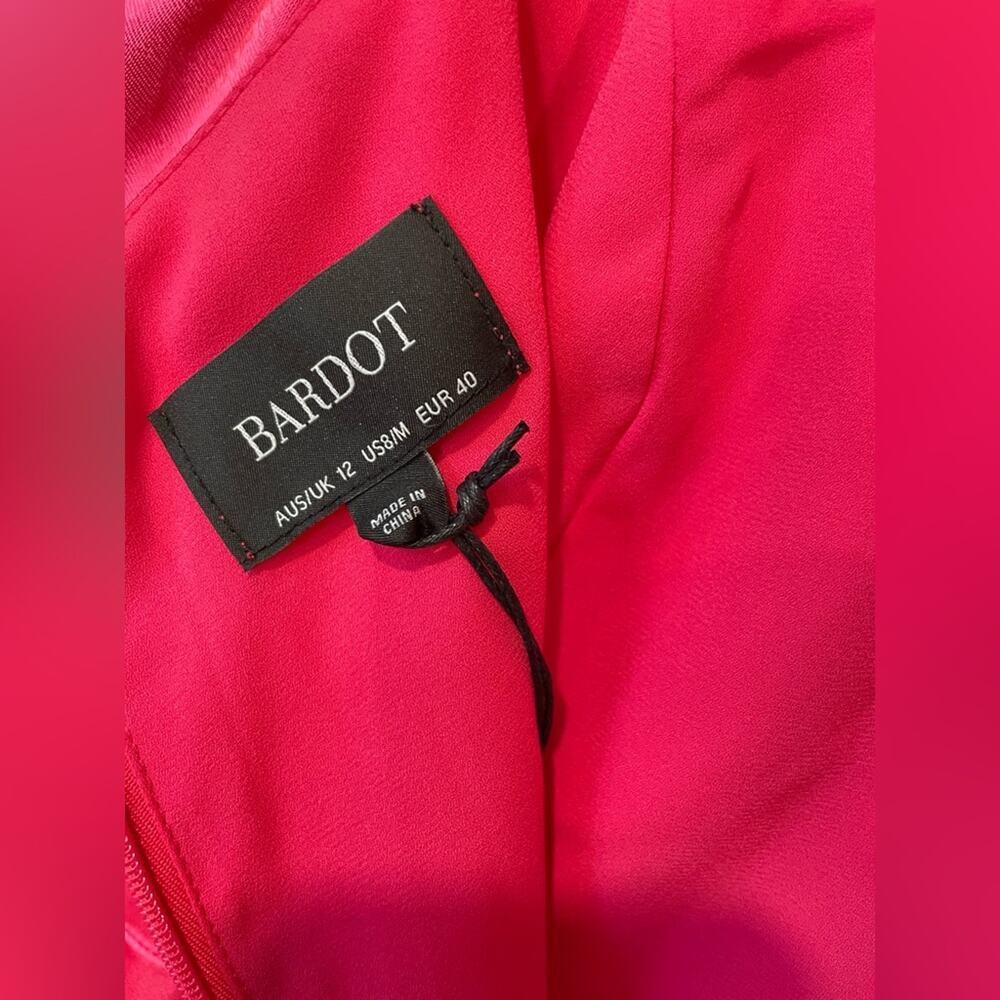 BARDOT NWT Zadie Rouched Midi Dress In Raspberry Pink Size US 8/Medium $129 MSRP - Picture 3 of 12